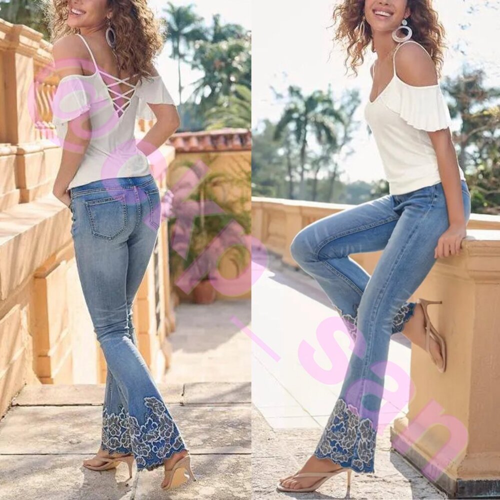 NWT Rare Driftwood Farrah Embroidered Flare Jeans Sz 29 - Picture 2 of 14